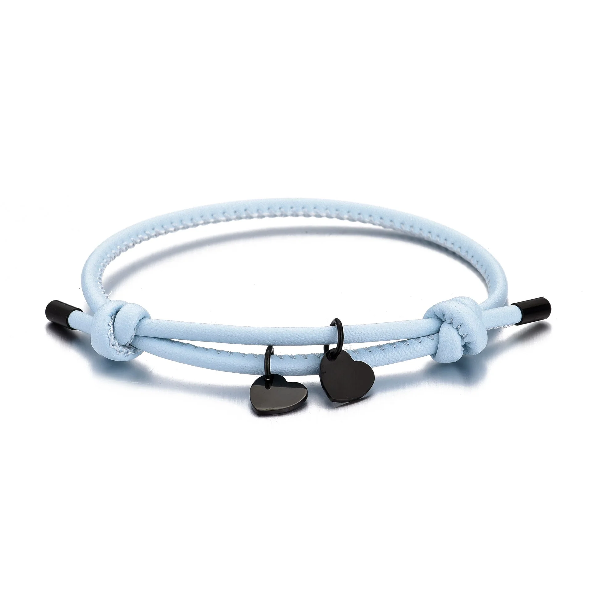 18k Personalized Leather Heart Charm Bracelet - Image 18