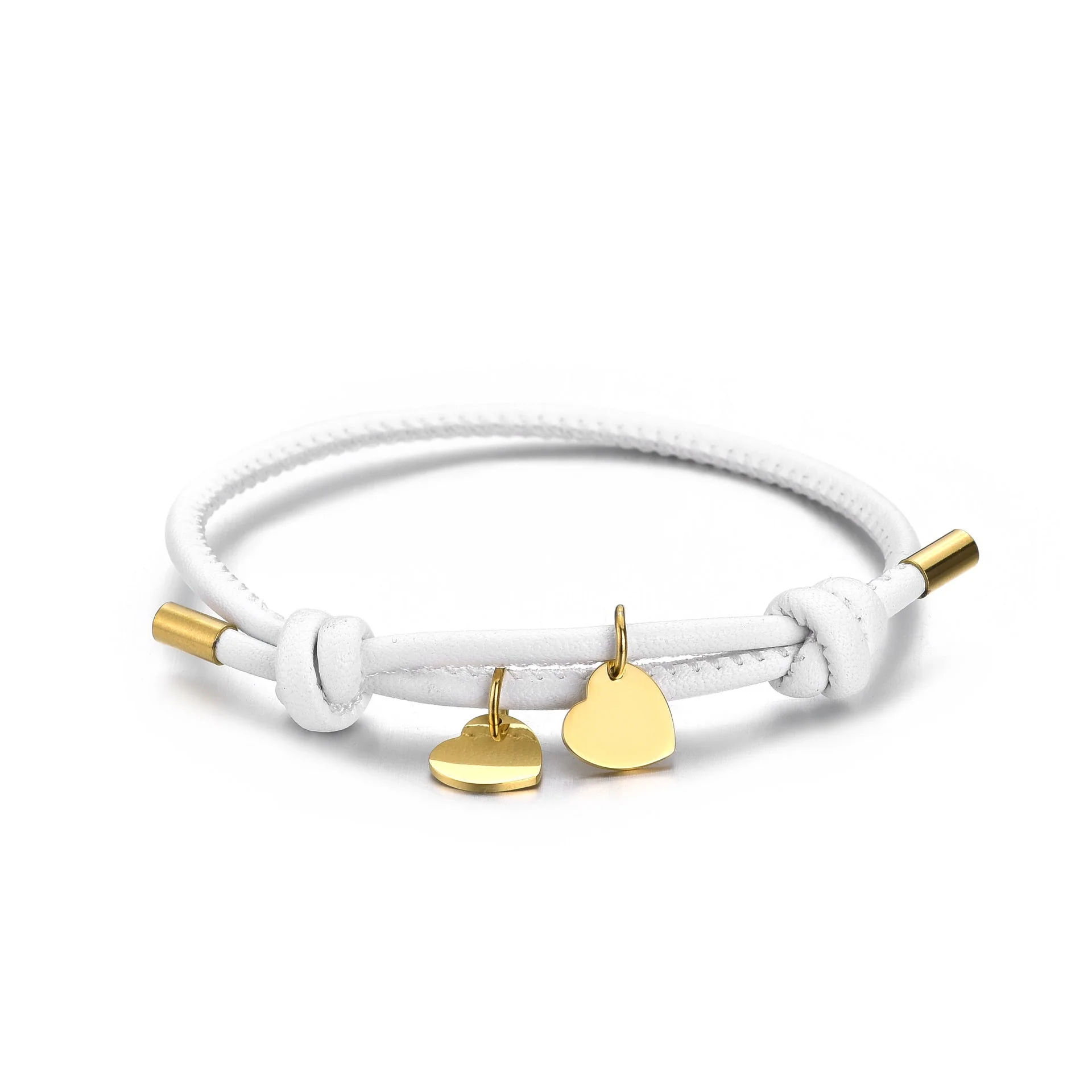 18k Personalized Leather Heart Charm Bracelet - Image 19