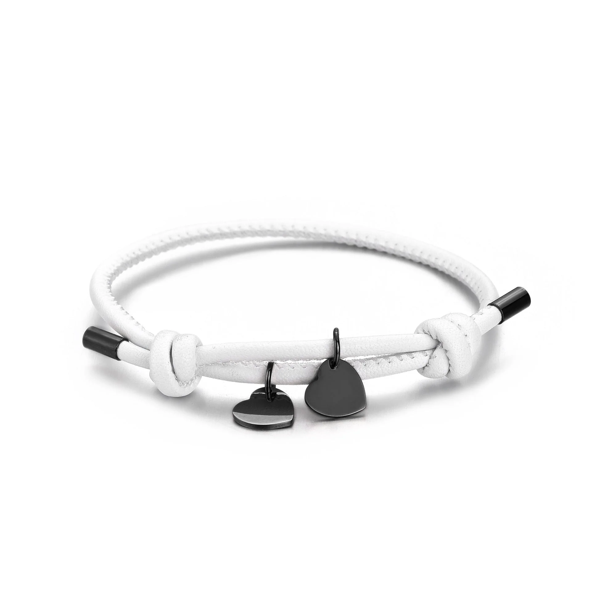 18k Personalized Leather Heart Charm Bracelet - Image 22