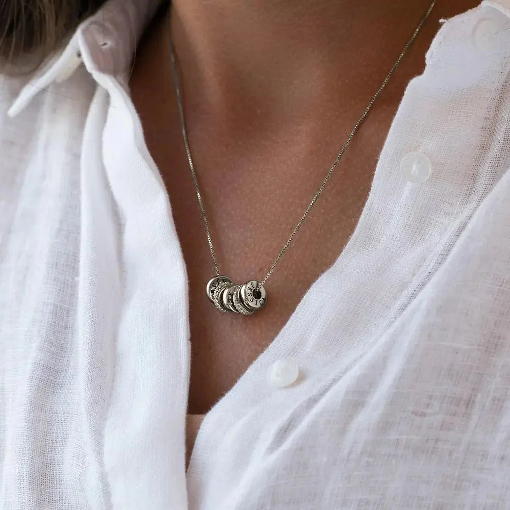 18k Personalized Name Dainty Diamond Disc Necklace - Image 2