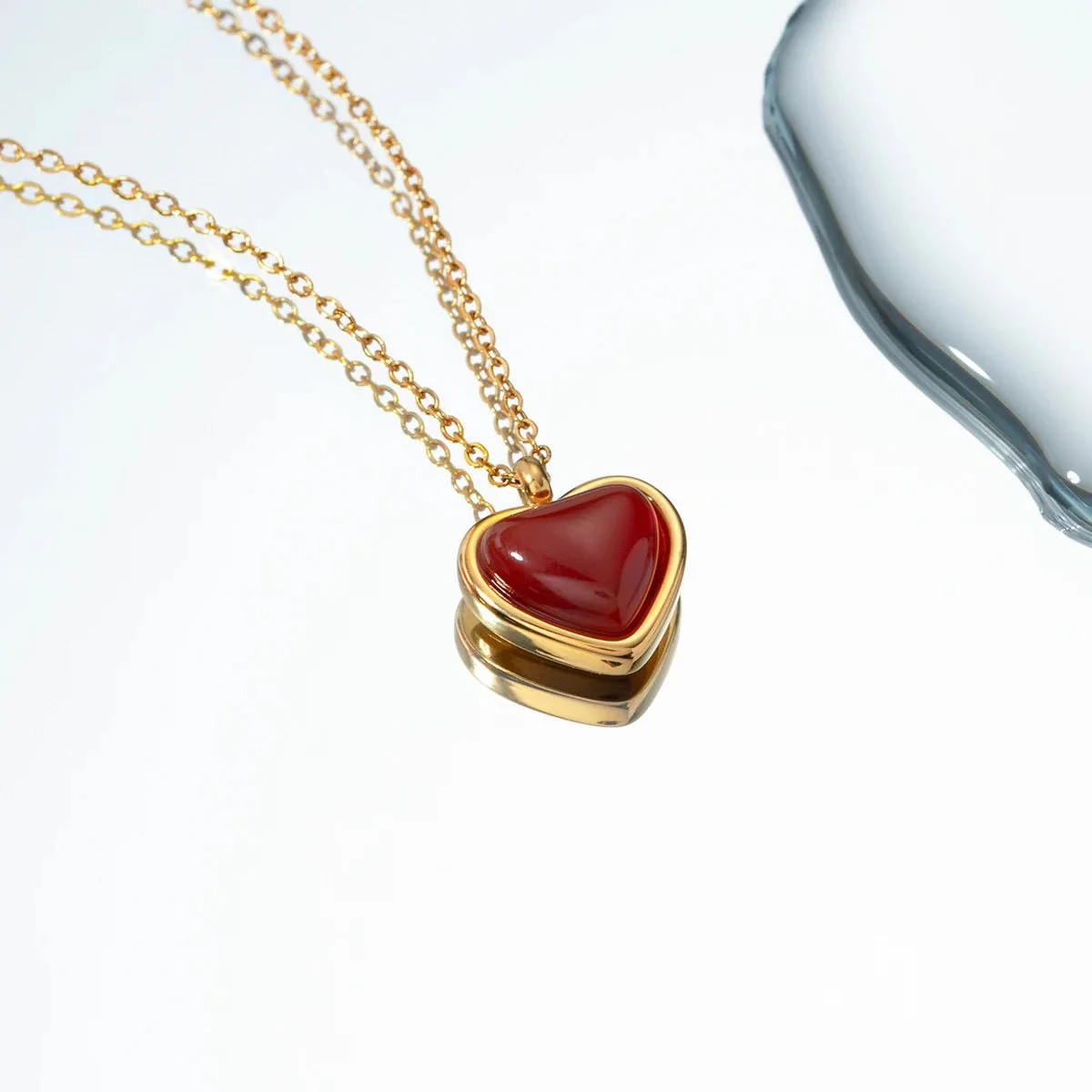 18k Romantic Dainty Red Heart Necklace - Image 7