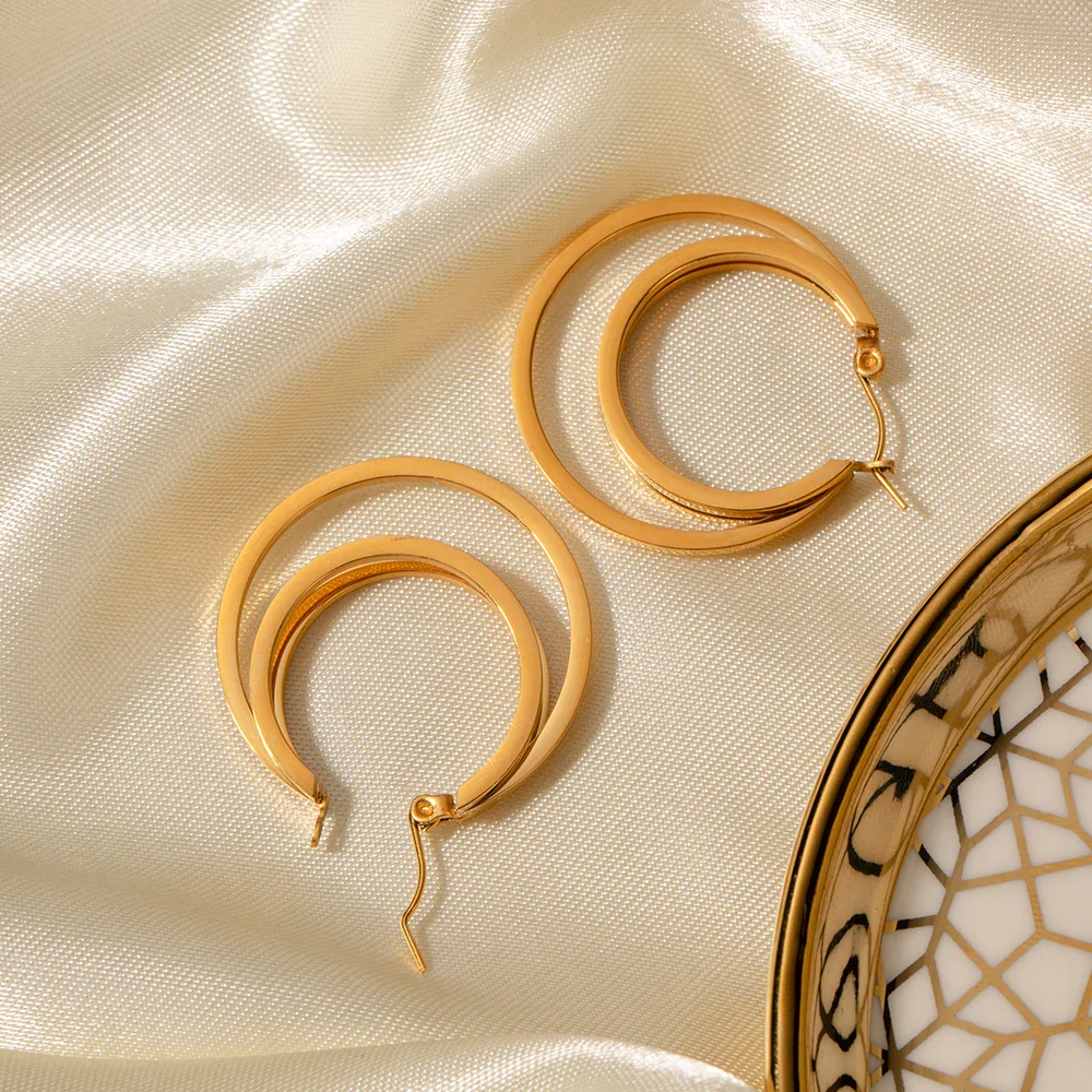 18k Triple Layer Hoop Earrings - Image 2