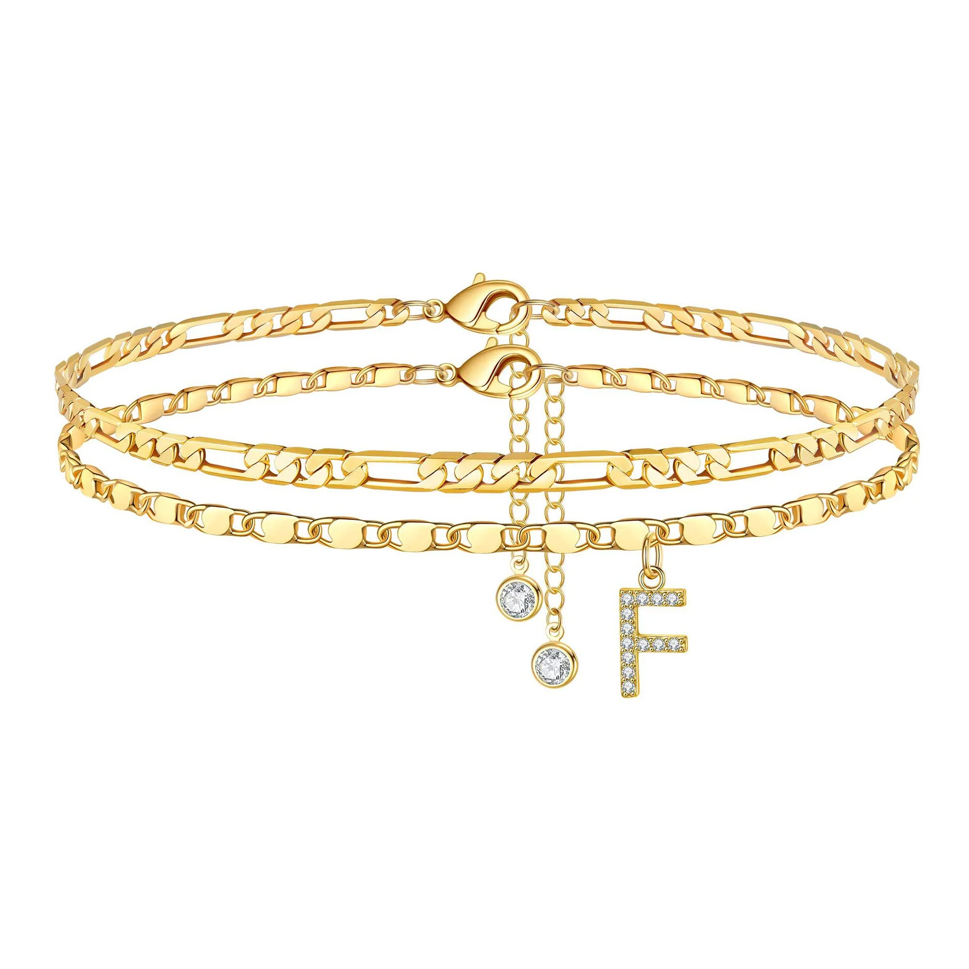 2pc 14k Diamond Letter Initial Anklet - Image 11