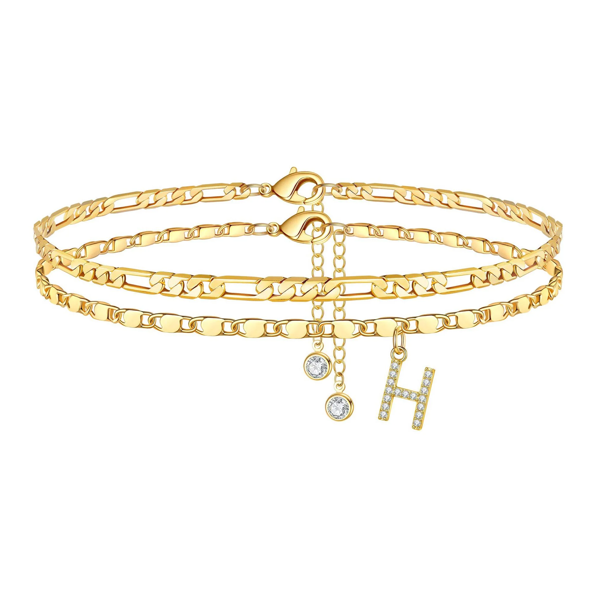 2pc 14k Diamond Letter Initial Anklet - Image 13