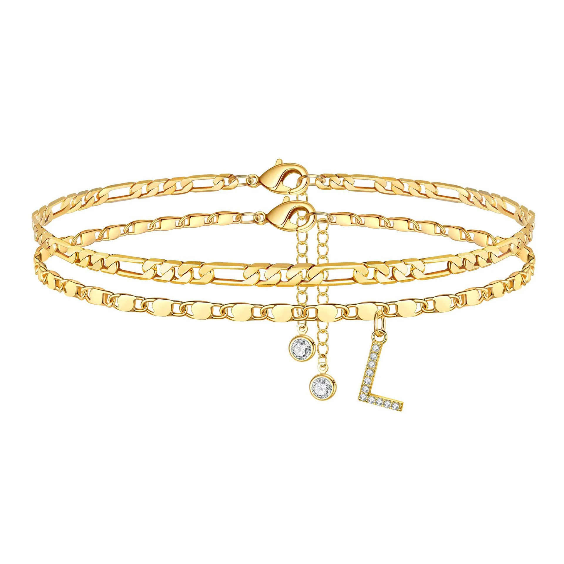 2pc 14k Diamond Letter Initial Anklet - Image 17