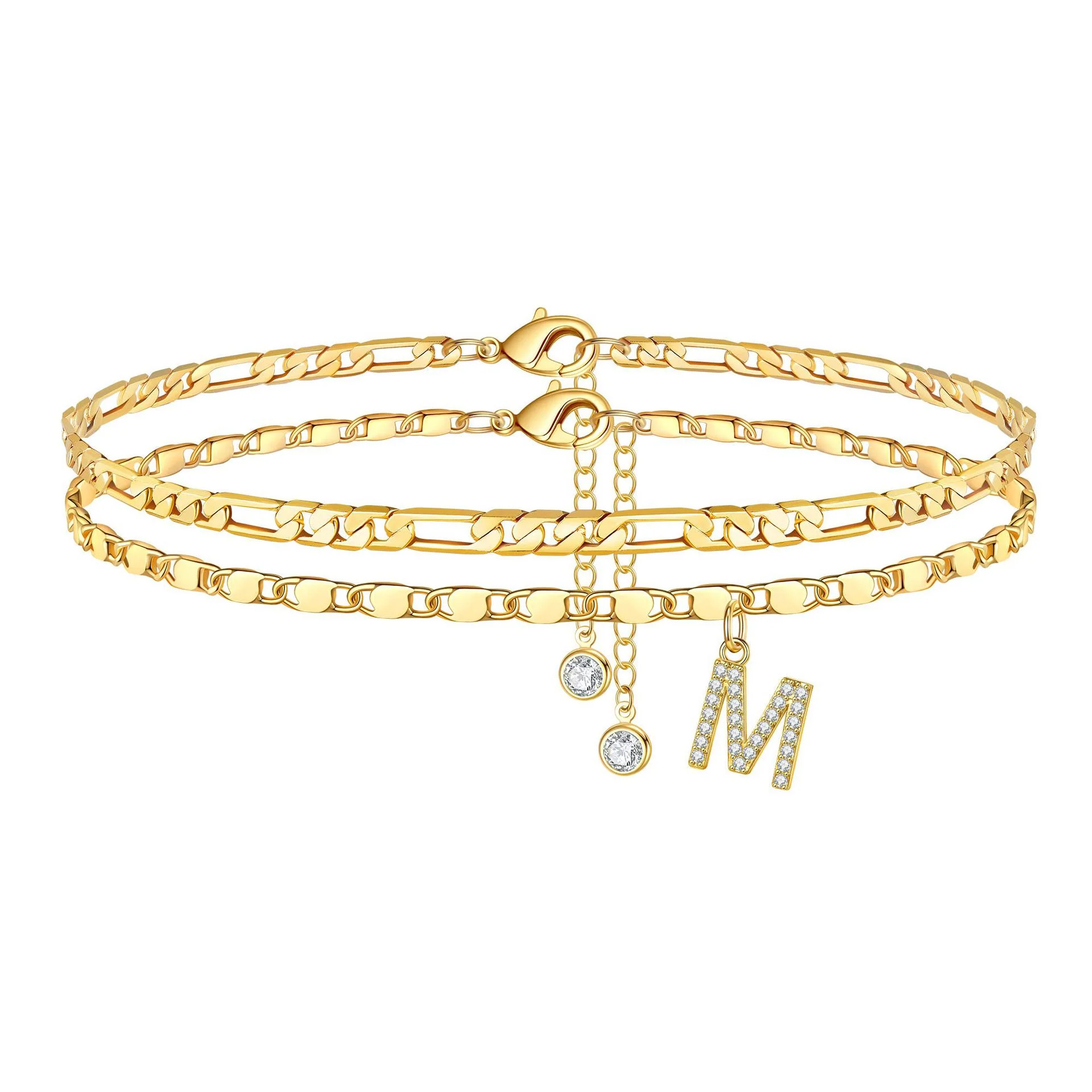 2pc 14k Diamond Letter Initial Anklet - Image 18