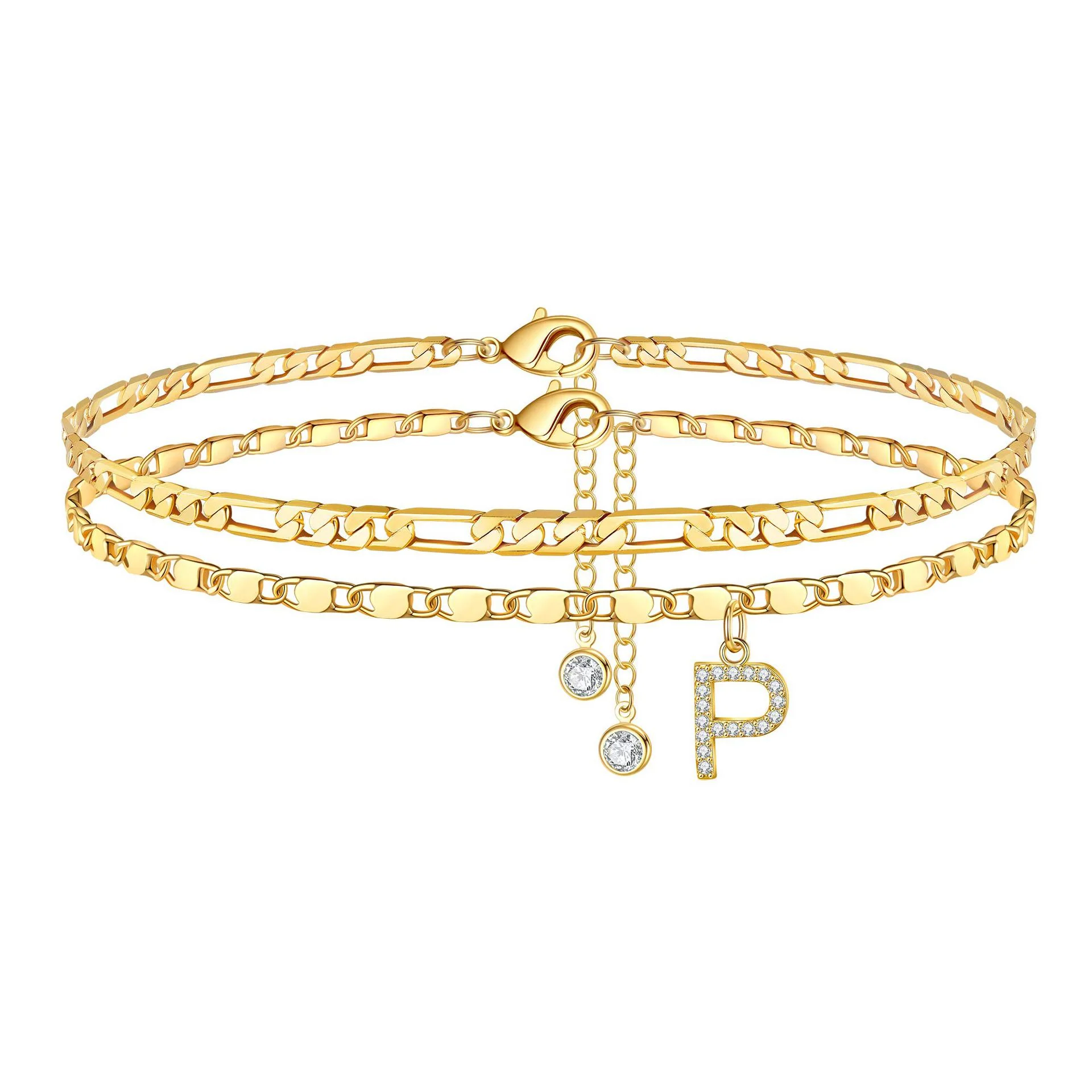 2pc 14k Diamond Letter Initial Anklet - Image 21