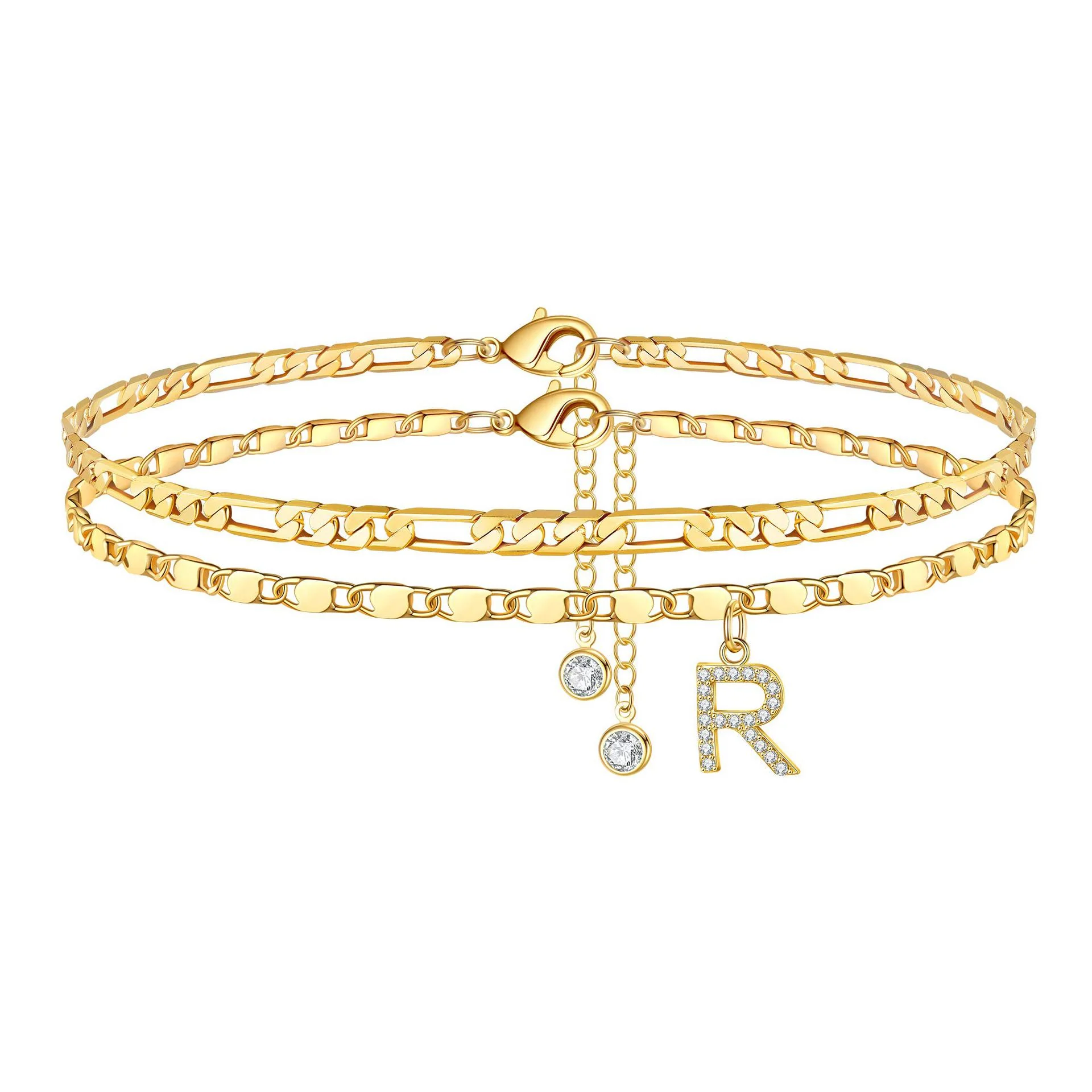 2pc 14k Diamond Letter Initial Anklet - Image 23