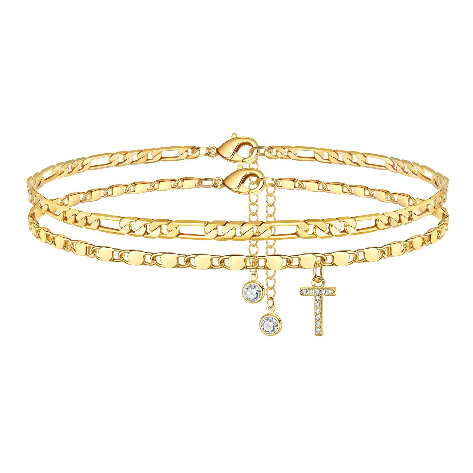 2pc 14k Diamond Letter Initial Anklet - Image 25