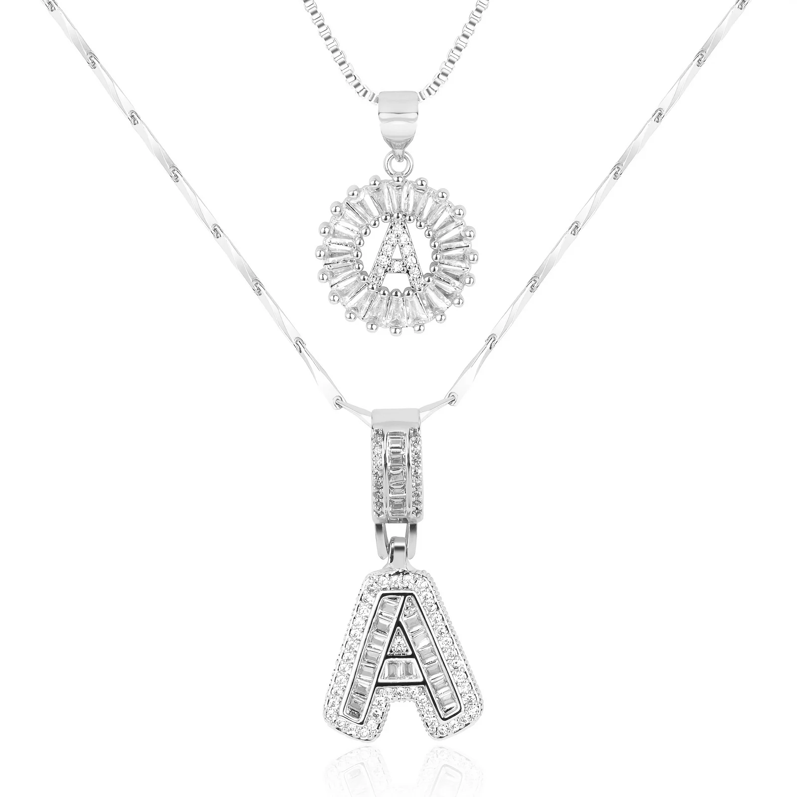 2pc 14k Diamond Letter Initial Necklaces - Image 11