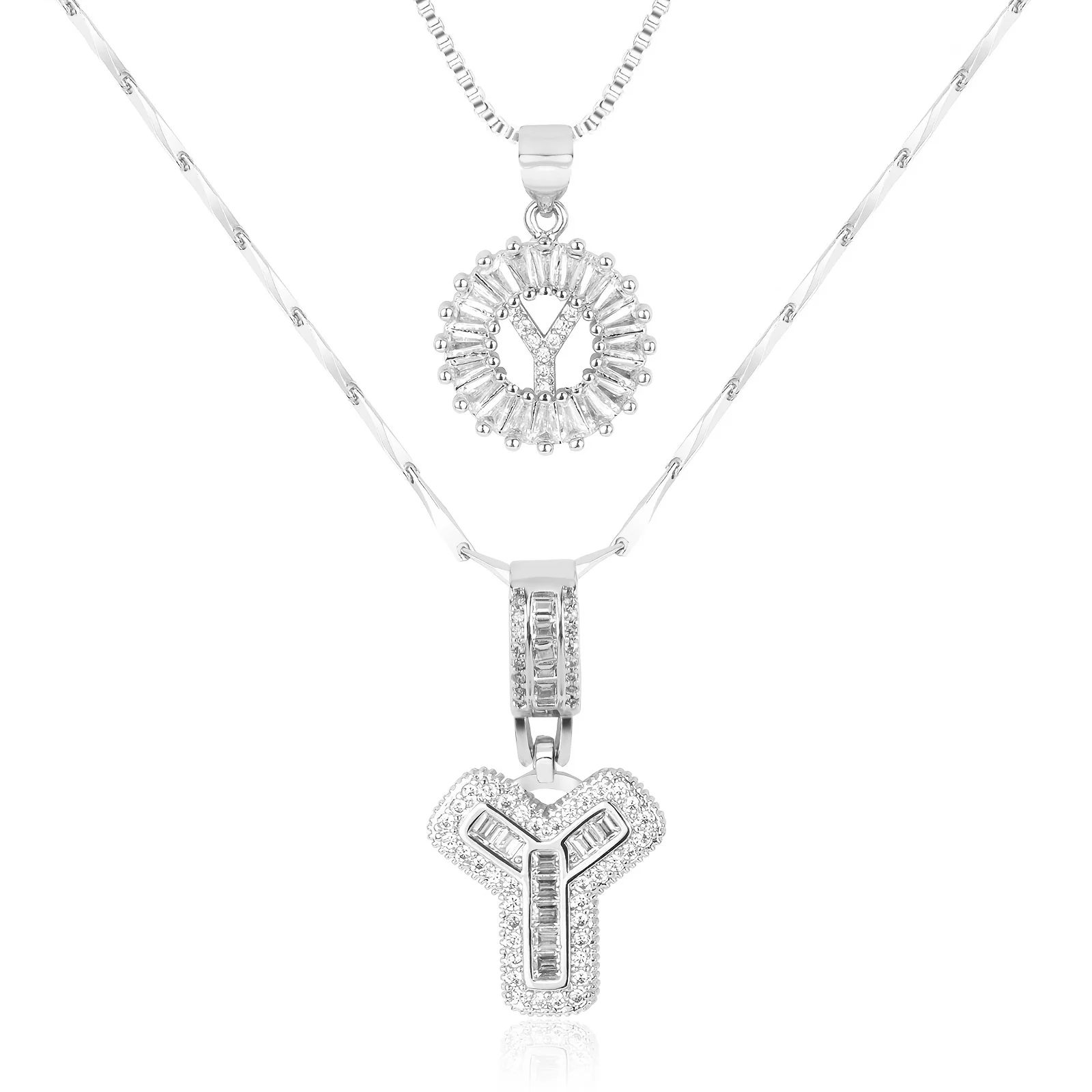 2pc 14k Diamond Letter Initial Necklaces - Image 59