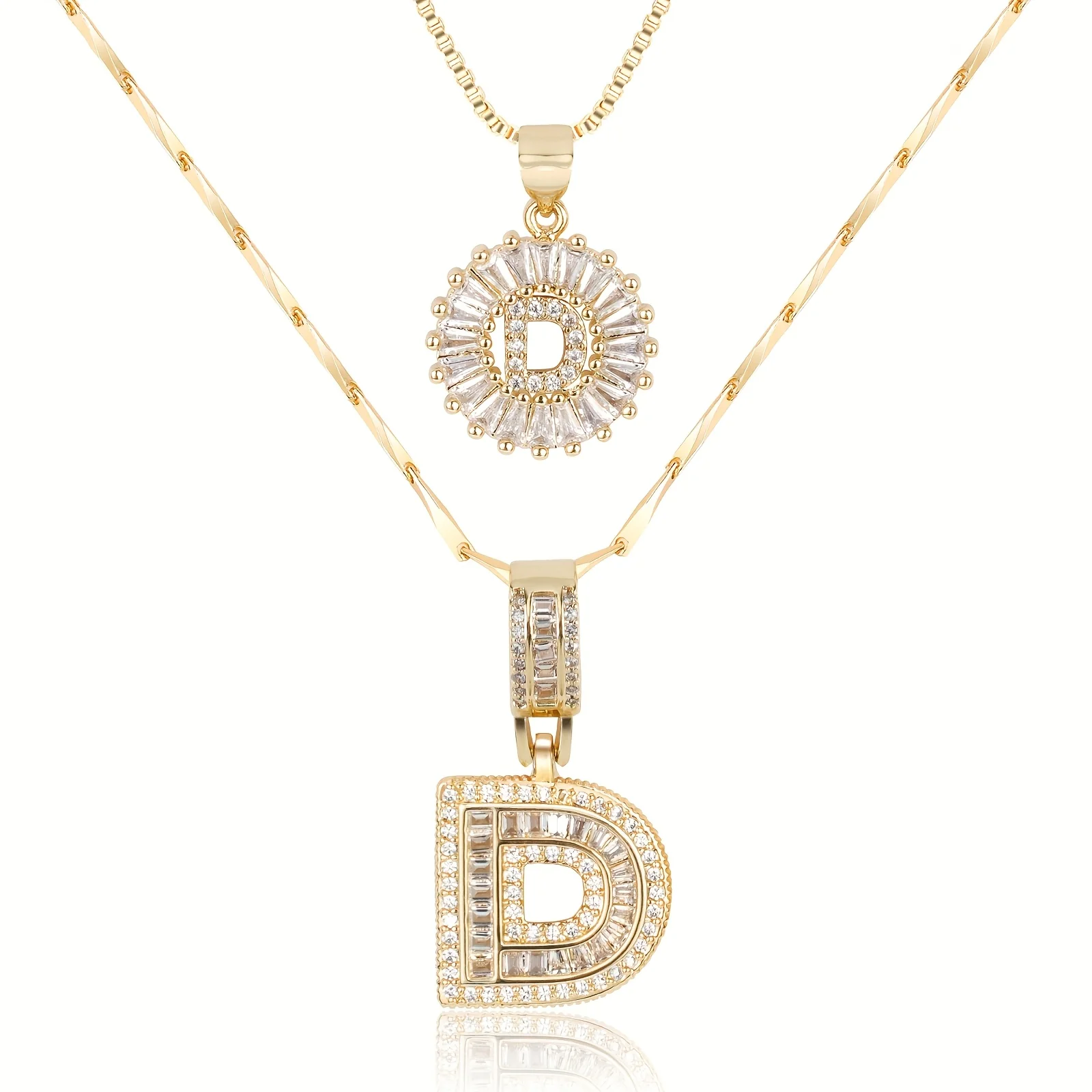 2pc 14k Diamond Letter Initial Necklaces - Image 16