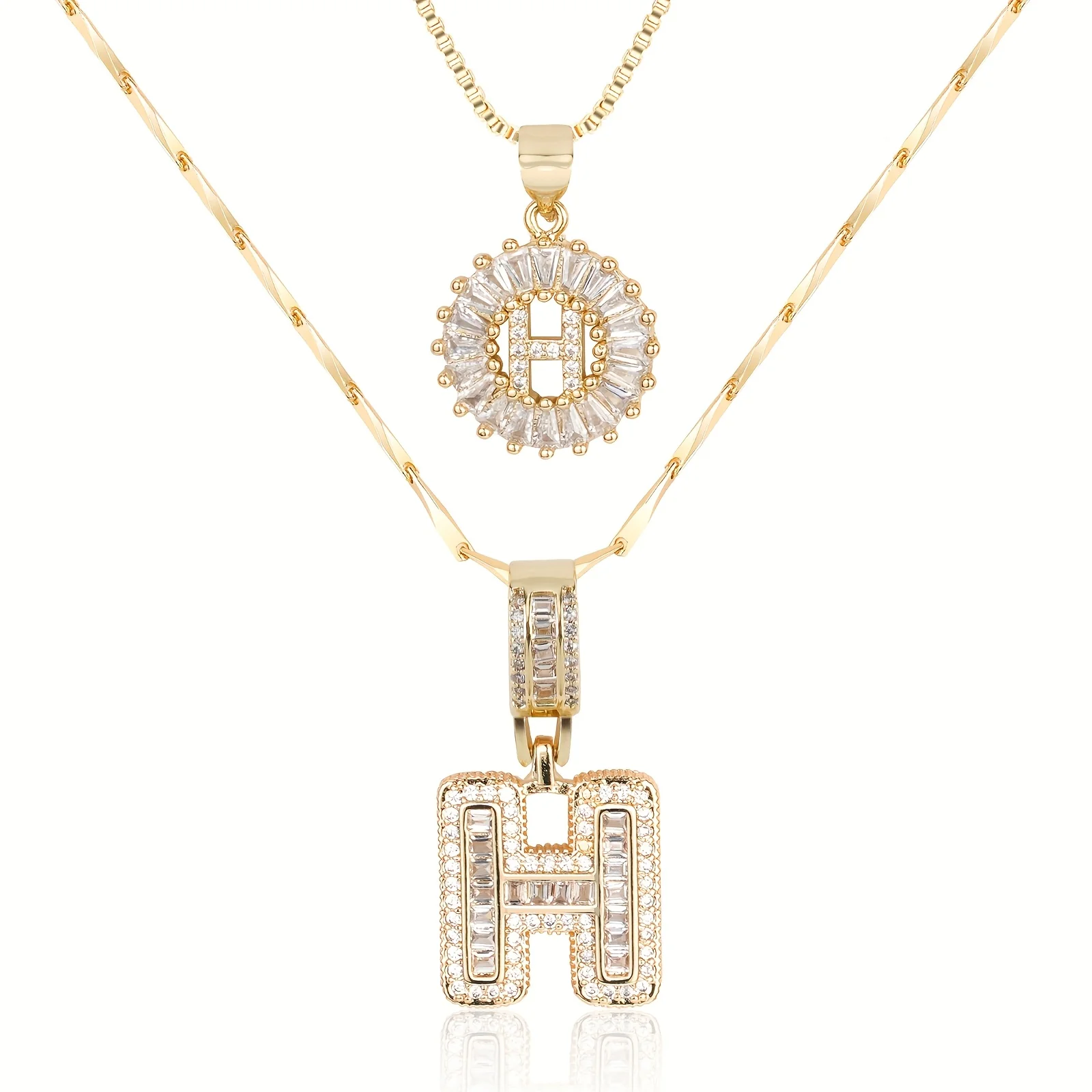 2pc 14k Diamond Letter Initial Necklaces - Image 24