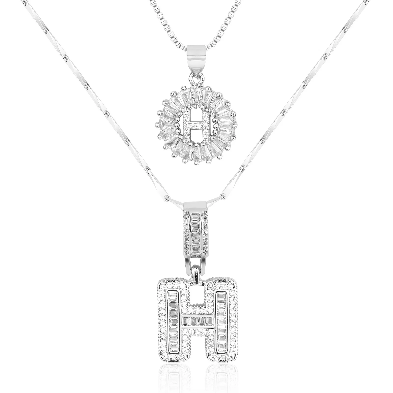 2pc 14k Diamond Letter Initial Necklaces - Image 25