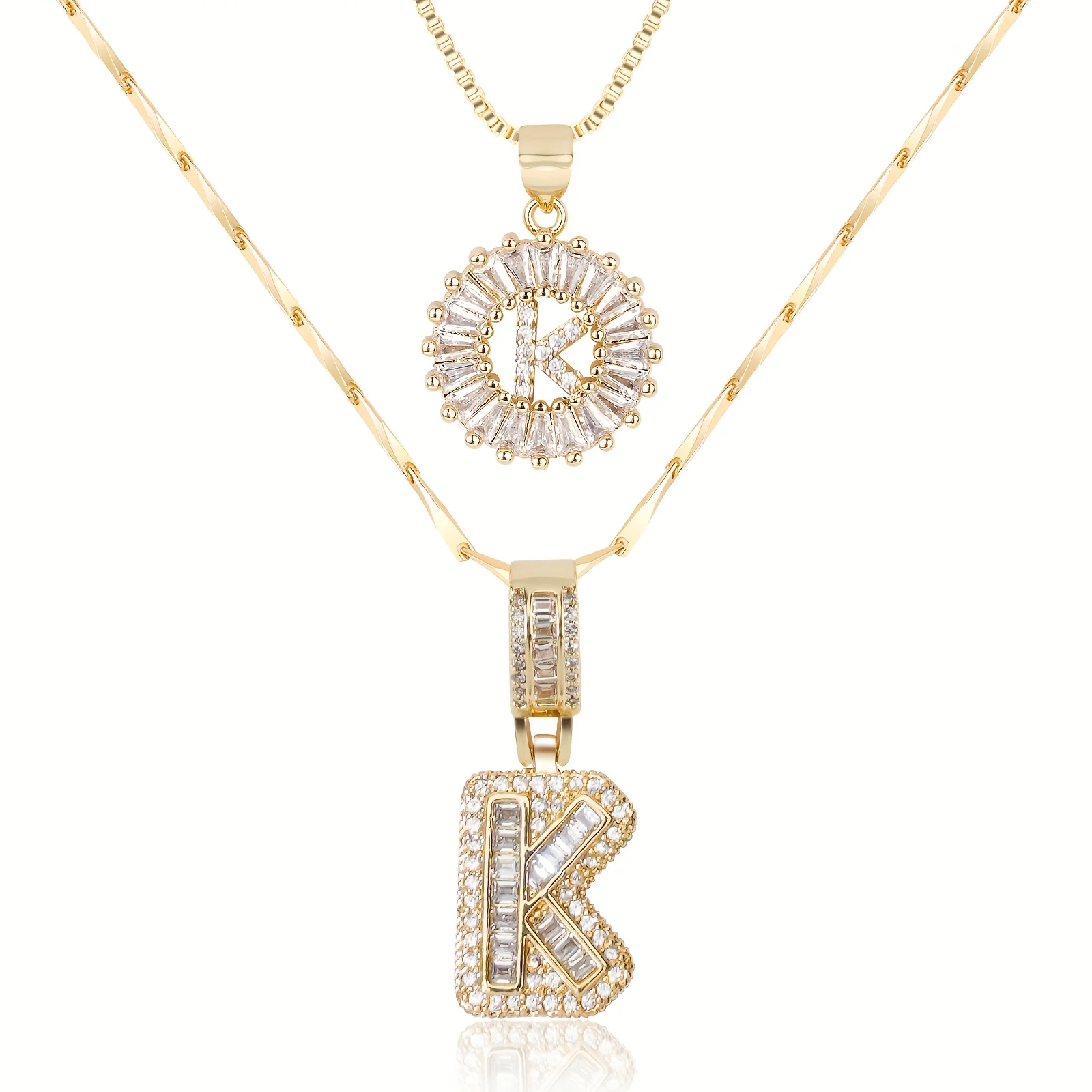 2pc 14k Diamond Letter Initial Necklaces - Image 30