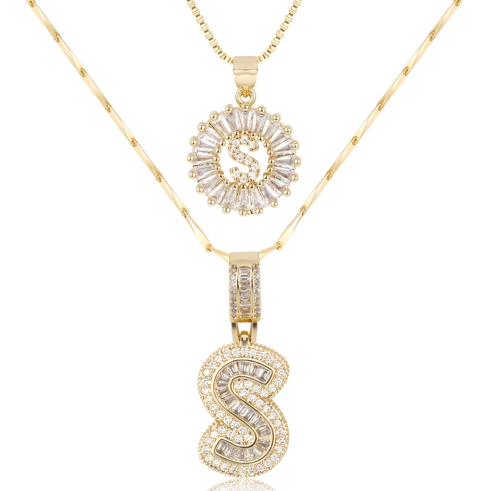 2pc 14k Diamond Letter Initial Necklaces - Image 46