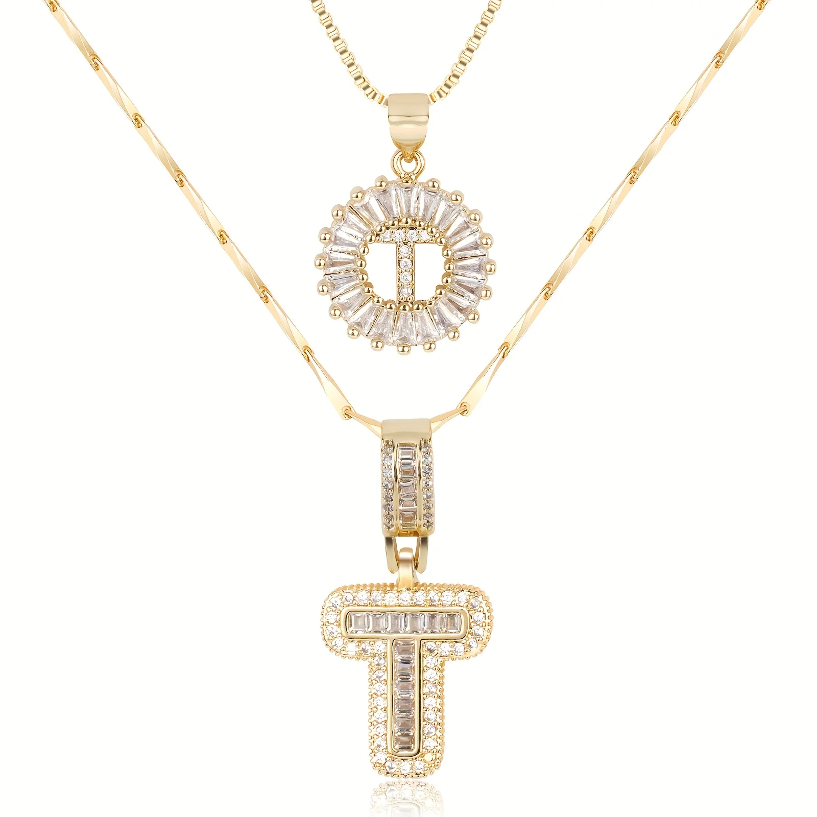 2pc 14k Diamond Letter Initial Necklaces - Image 48