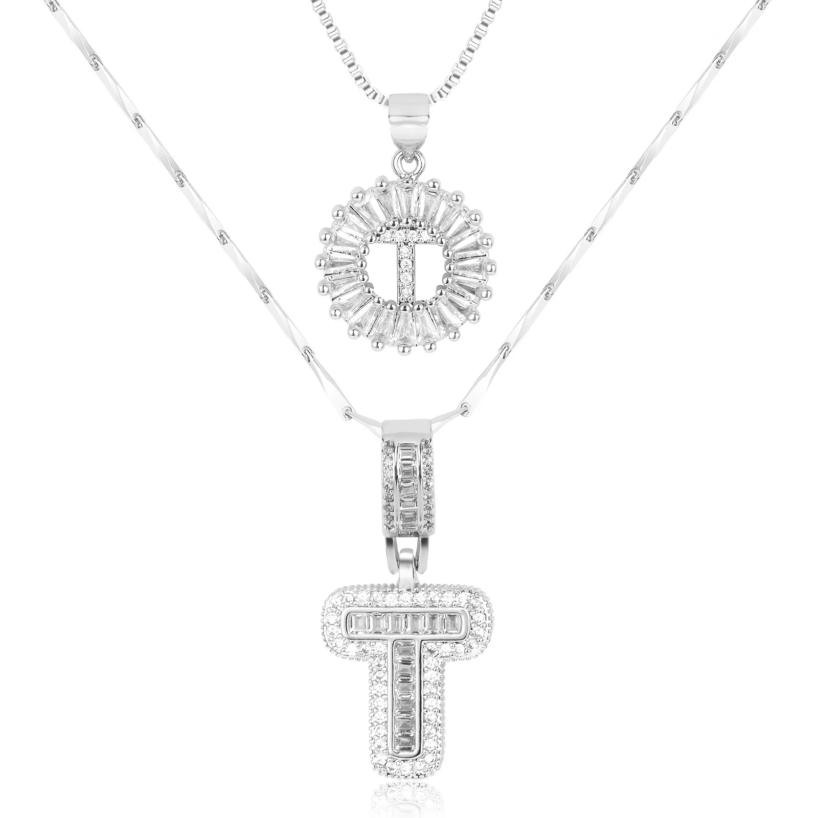 2pc 14k Diamond Letter Initial Necklaces - Image 49