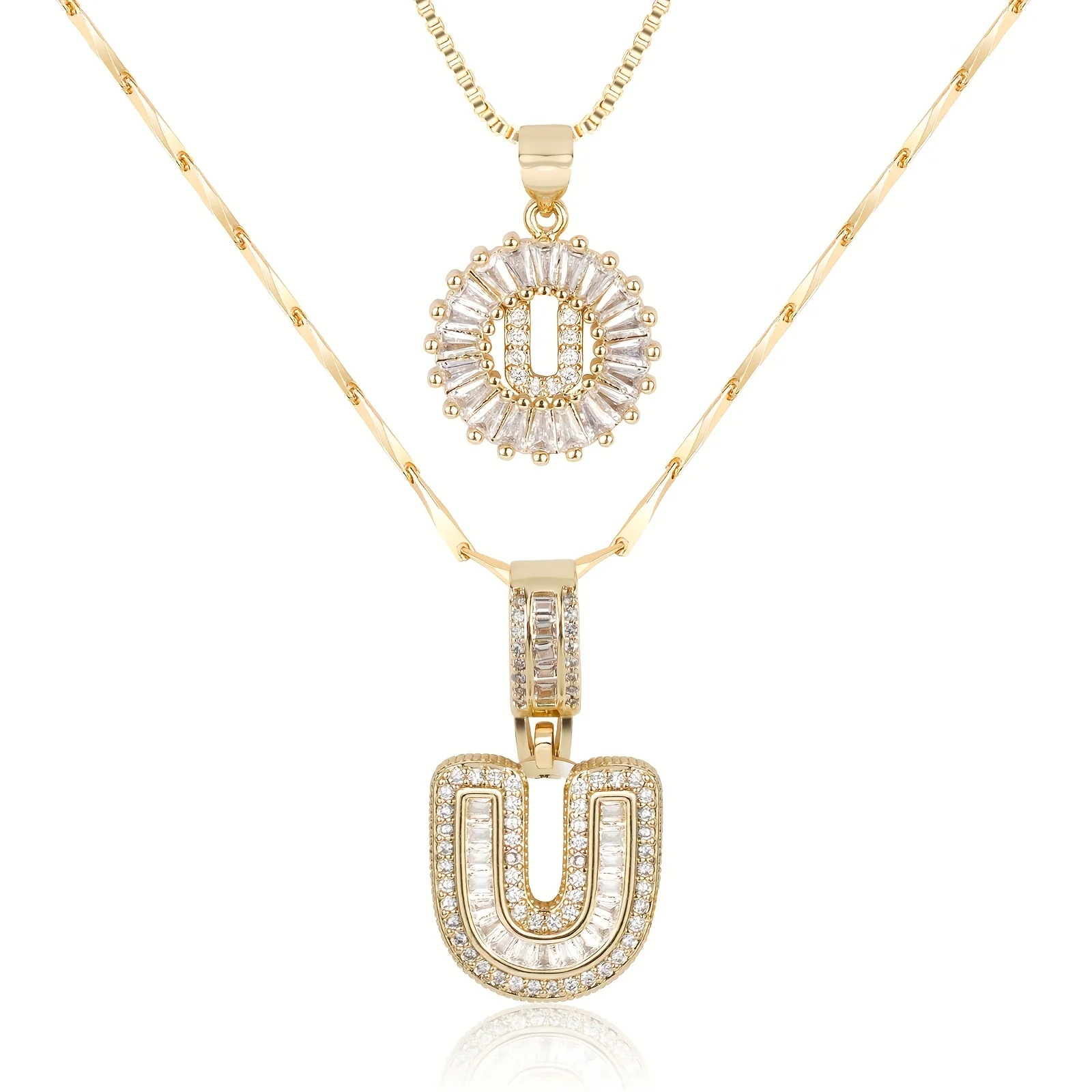 2pc 14k Diamond Letter Initial Necklaces - Image 50