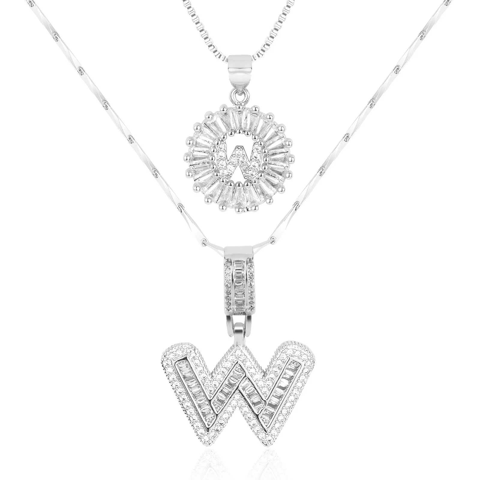 2pc 14k Diamond Letter Initial Necklaces - Image 55