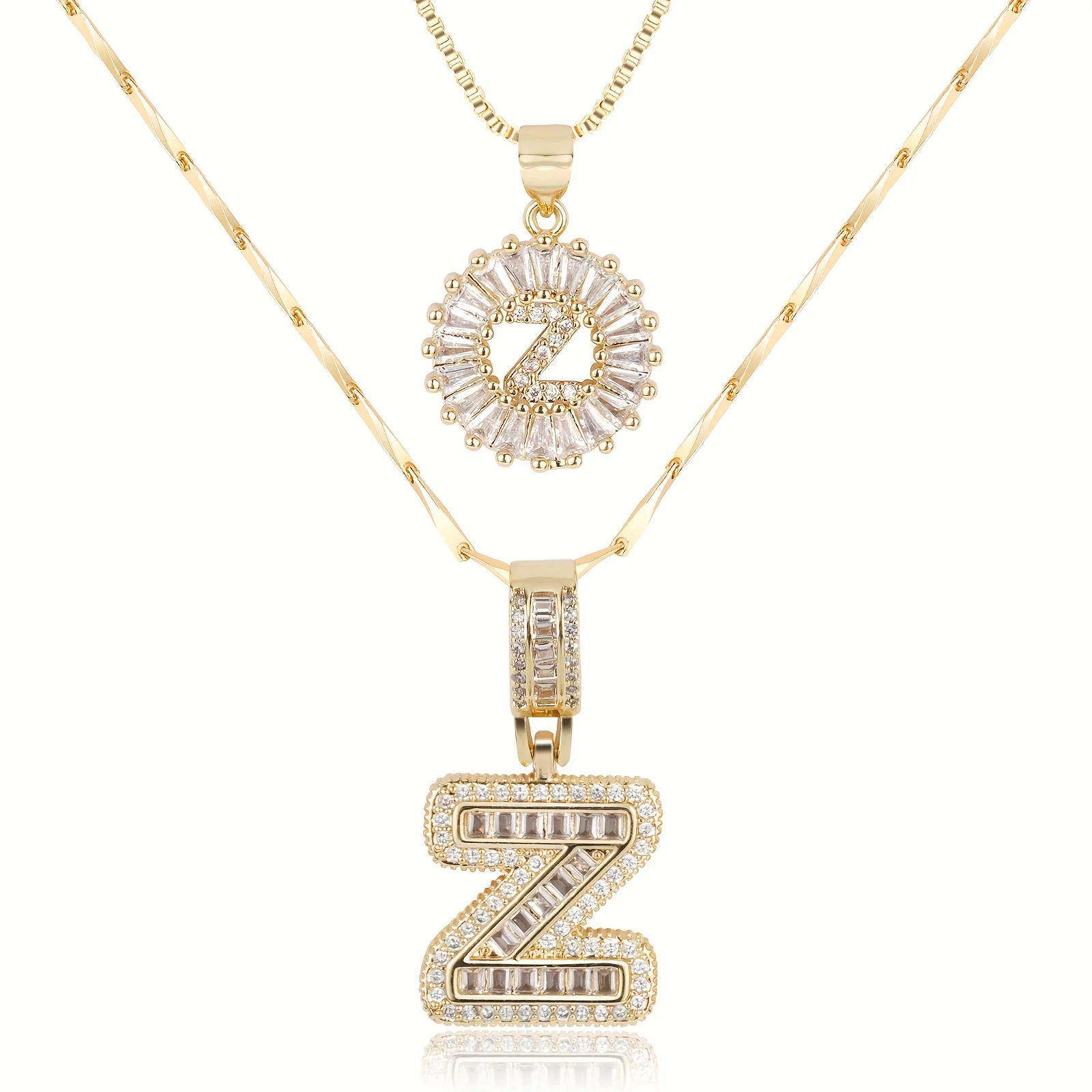 2pc 14k Diamond Letter Initial Necklaces - Image 60
