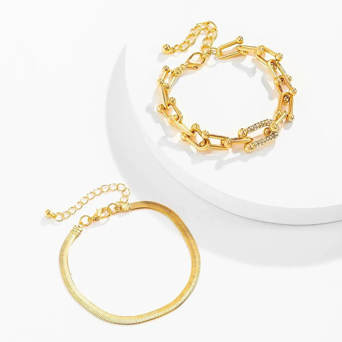 2pc Statement Chain Lock & Herringbone Bracelet - Image 10