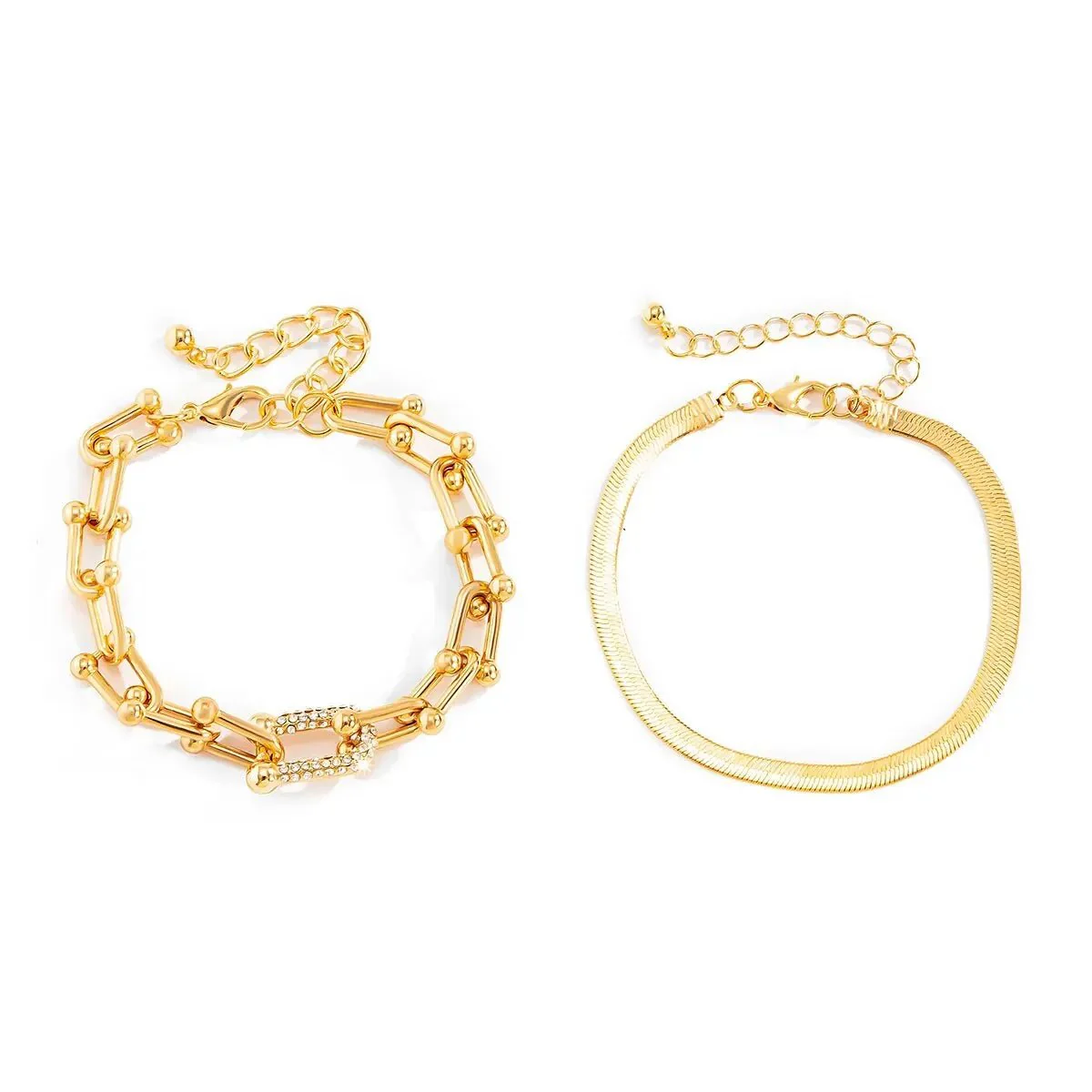 2pc Statement Chain Lock & Herringbone Bracelet - Image 11