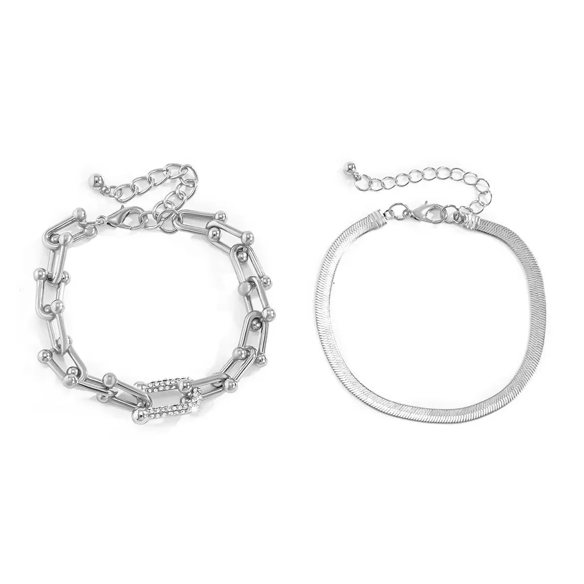 2pc Statement Chain Lock & Herringbone Bracelet - Image 12