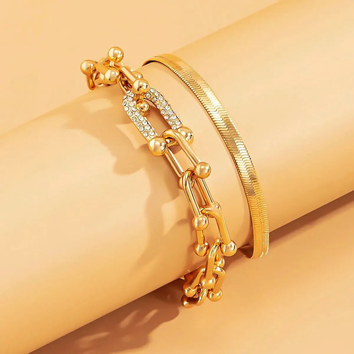 2pc Statement Chain Lock & Herringbone Bracelet - Image 9