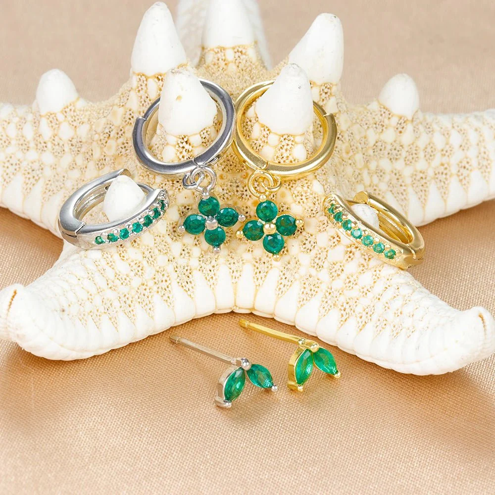 3pc Dainty Floral Huggie Whale Earrings Set - Image 3