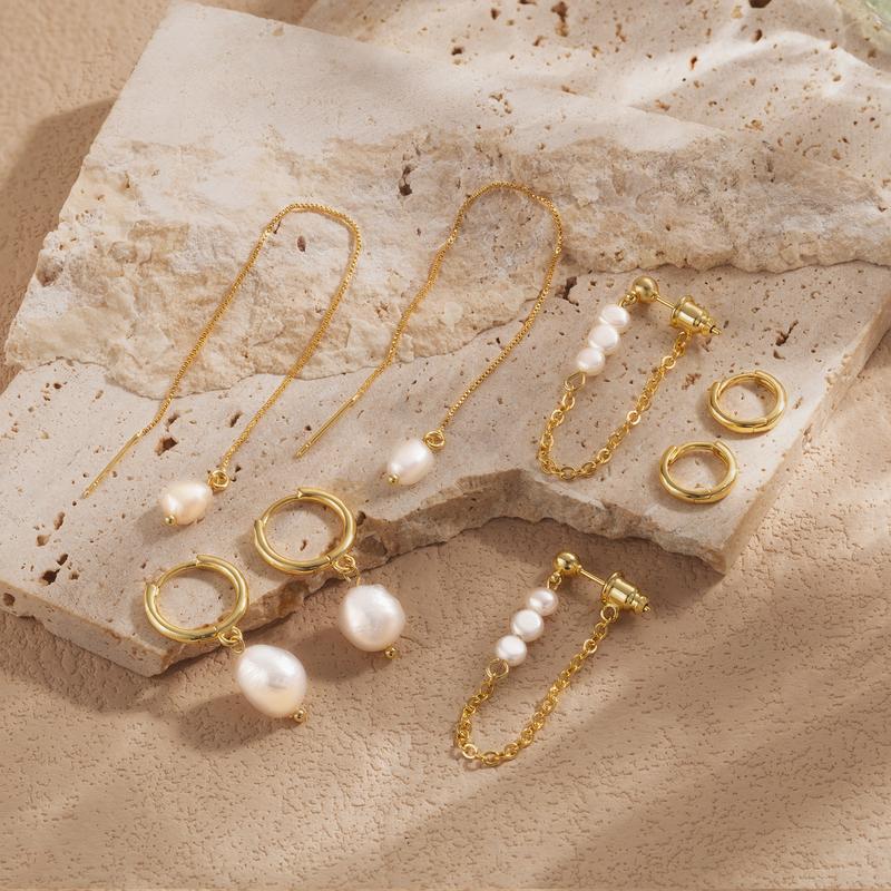 4 Pair Pearl Accented Earrings Set - Image 4
