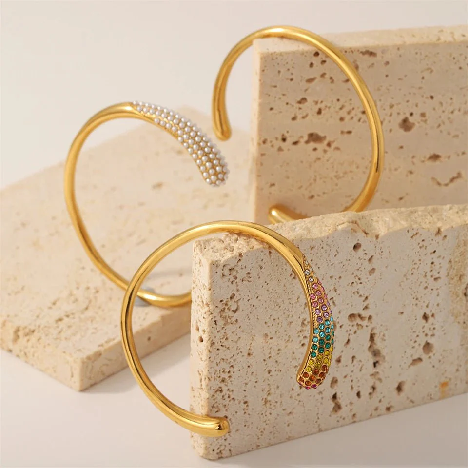 Accented Classy Bangle Cuff Bracelets - Image 5