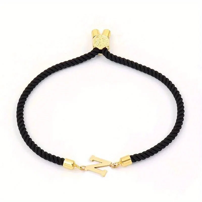 Adjustable Angled Serif Letter Initial Bracelets - Image 17