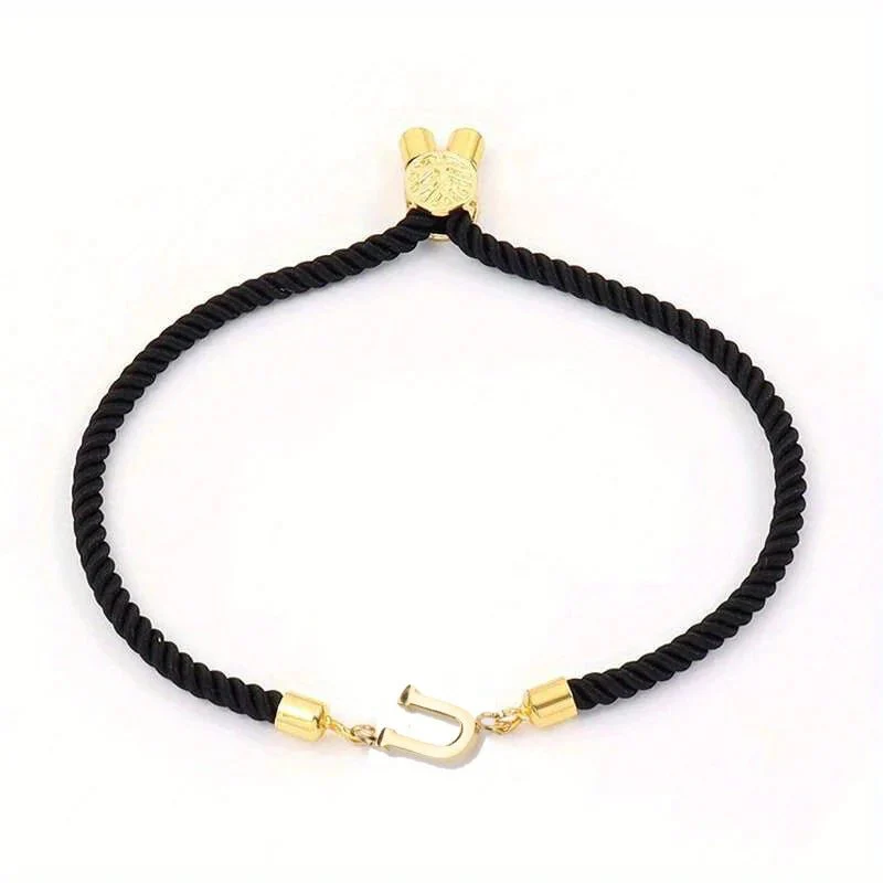 Adjustable Angled Serif Letter Initial Bracelets - Image 24