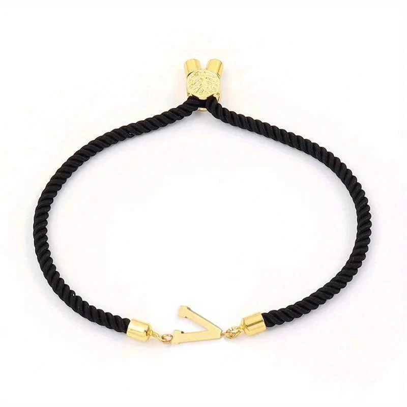 Adjustable Angled Serif Letter Initial Bracelets - Image 25