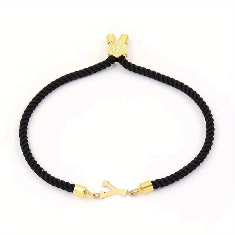 Adjustable Angled Serif Letter Initial Bracelets - Image 28