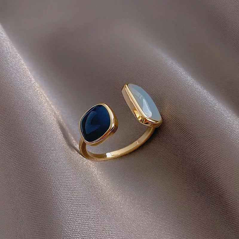 Adjustable Asymmetric Blue Square Rings - Image 10