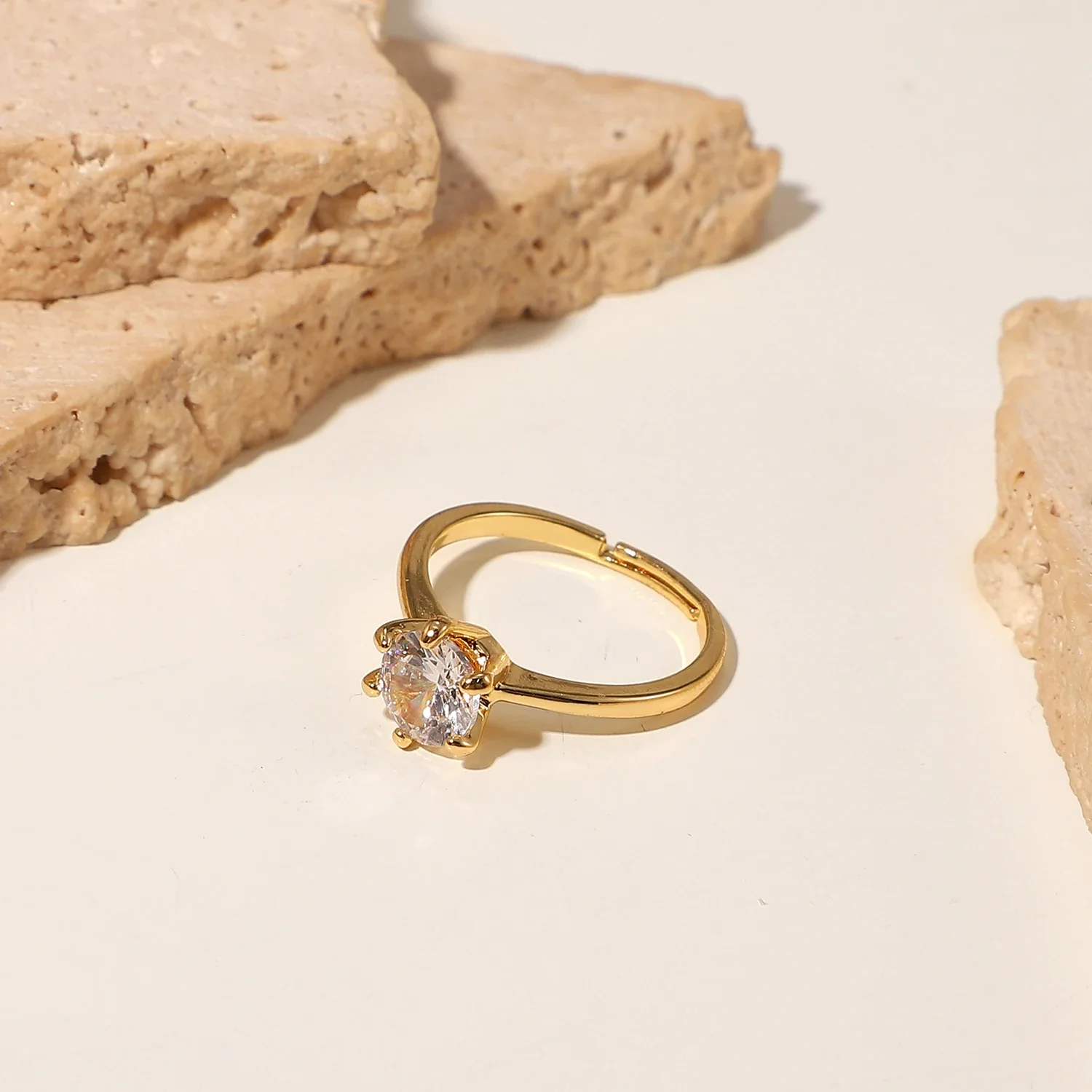 Adjustable Classic 6 Prong Dainty Diamond Ring - Image 2