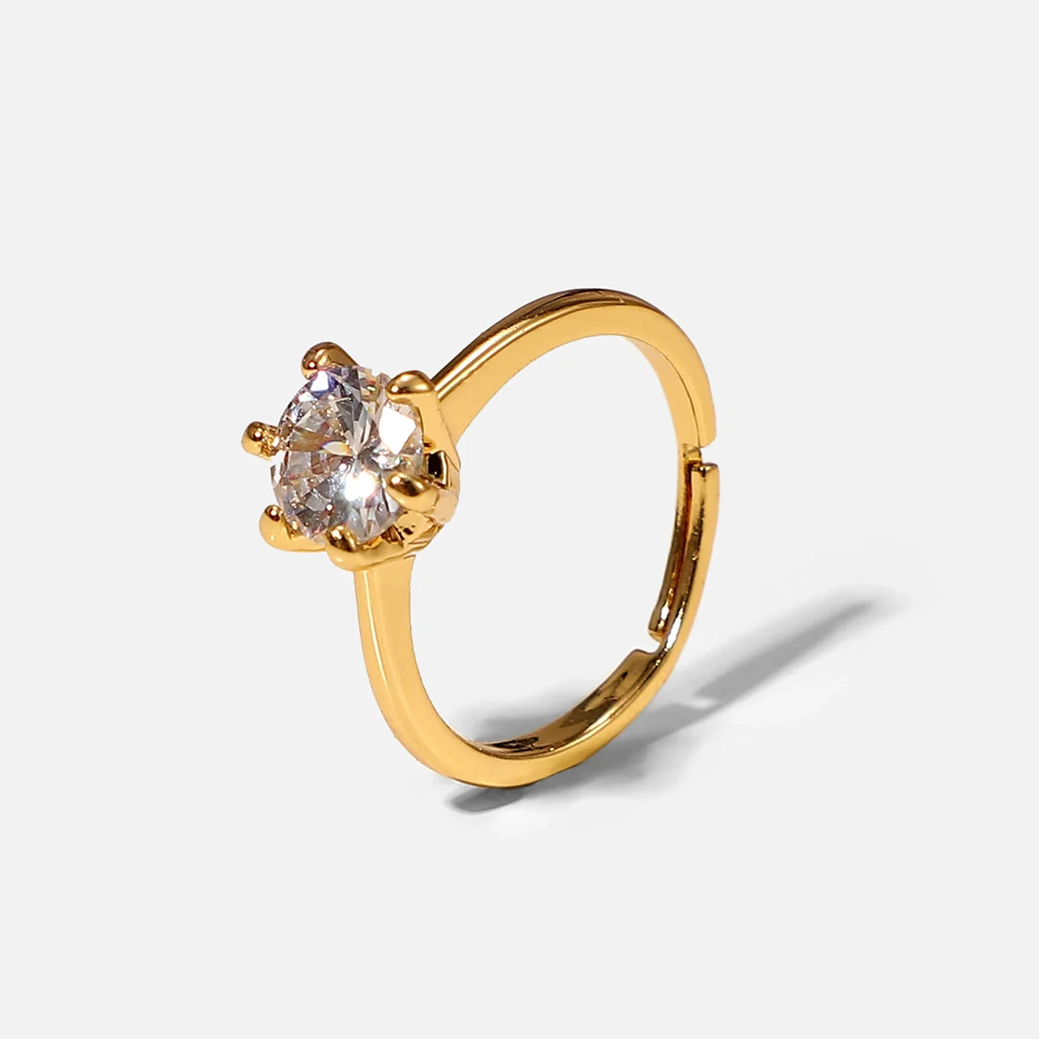 Adjustable Classic 6 Prong Dainty Diamond Ring - Image 6