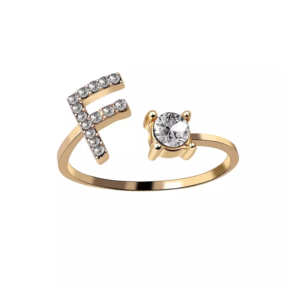 Adjustable Dainty Diamond Letter Initial Ring - Image 11