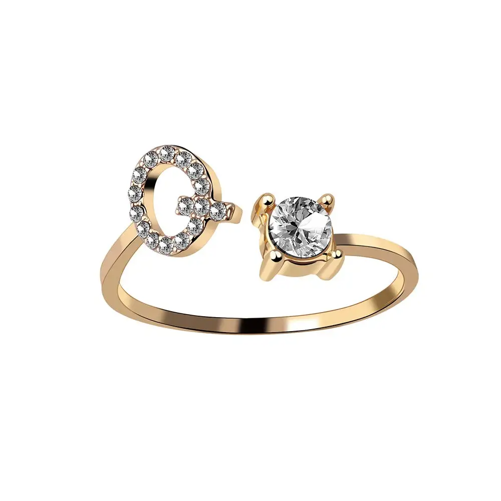 Adjustable Dainty Diamond Letter Initial Ring - Image 22