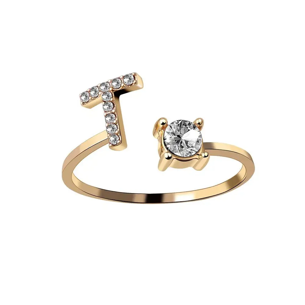 Adjustable Dainty Diamond Letter Initial Ring - Image 25