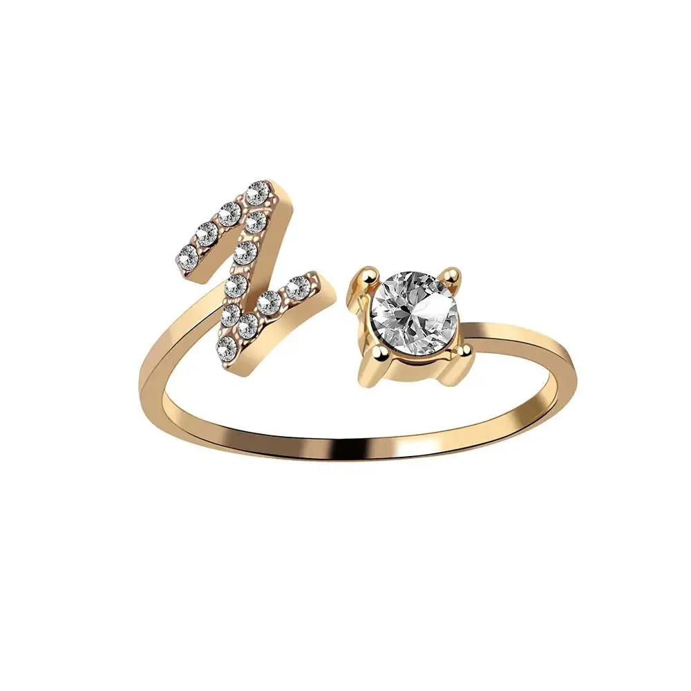 Adjustable Dainty Diamond Letter Initial Ring - Image 31