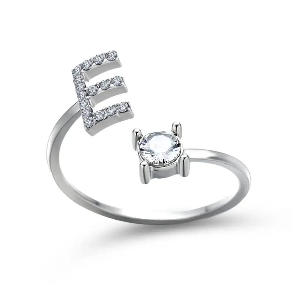 Adjustable Dainty Diamond Letter Initial Ring - Image 36