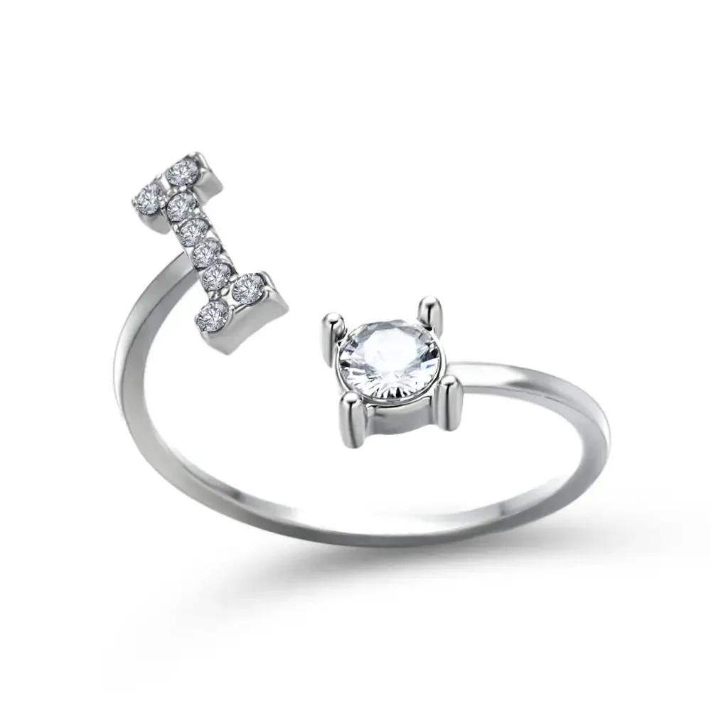 Adjustable Dainty Diamond Letter Initial Ring - Image 40