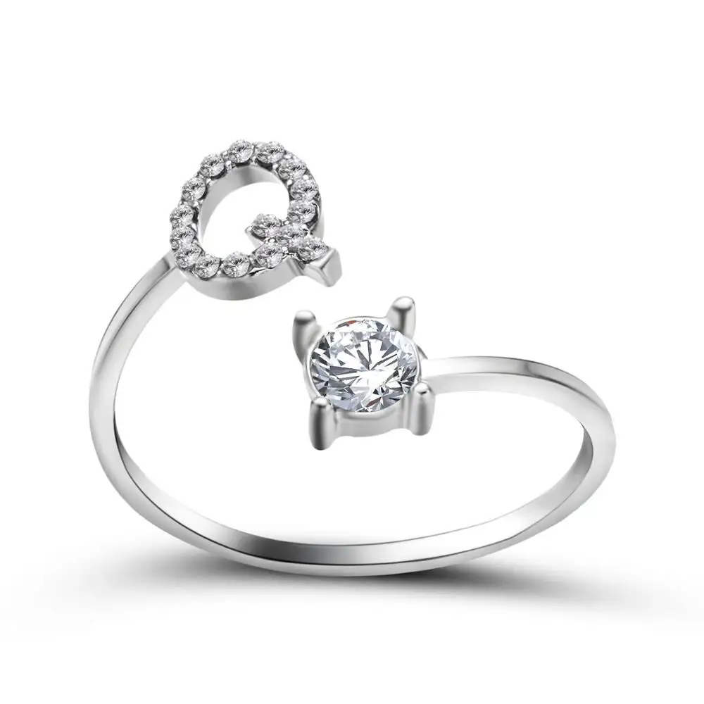 Adjustable Dainty Diamond Letter Initial Ring - Image 48