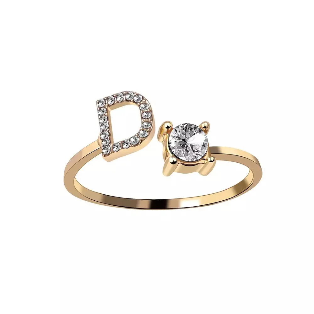 Adjustable Dainty Diamond Letter Initial Ring - Image 9
