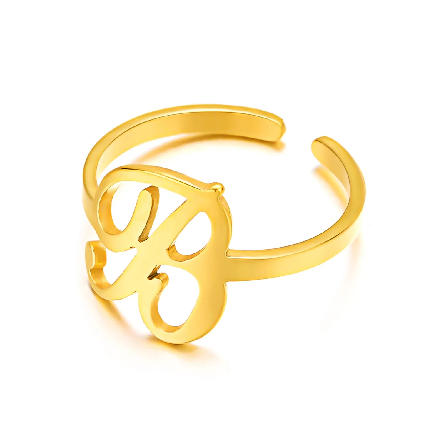 Adjustable Italic Cursive Letter Initial Ring - Image 13