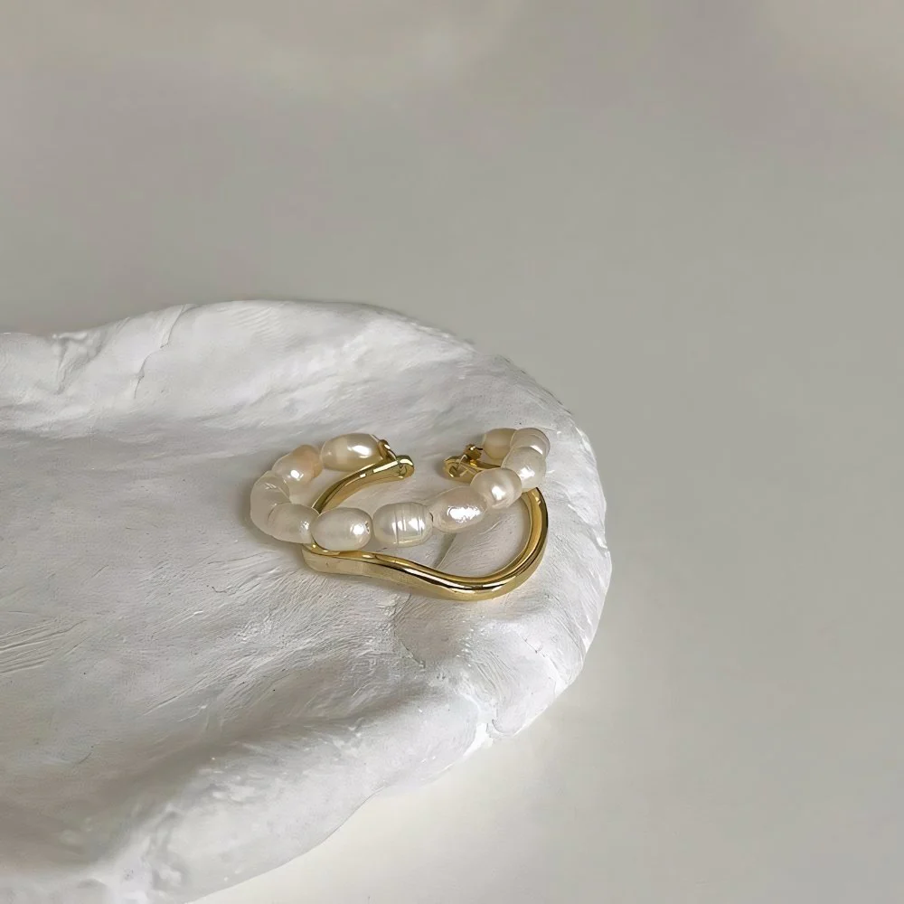 Adjustable Layered Pearl Accented Ring - Image 6