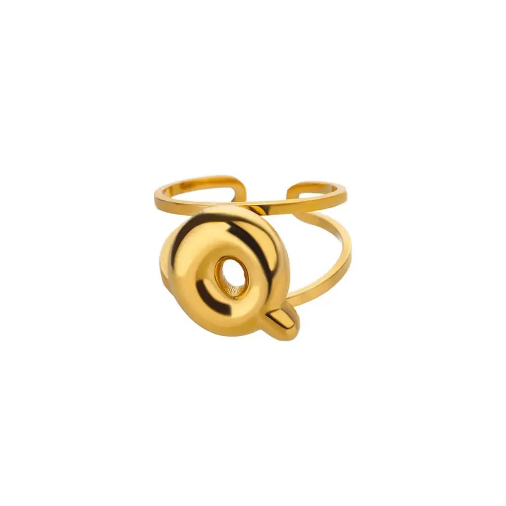 Adjustable Open Band Bubble Letter Initial Ring - Image 23